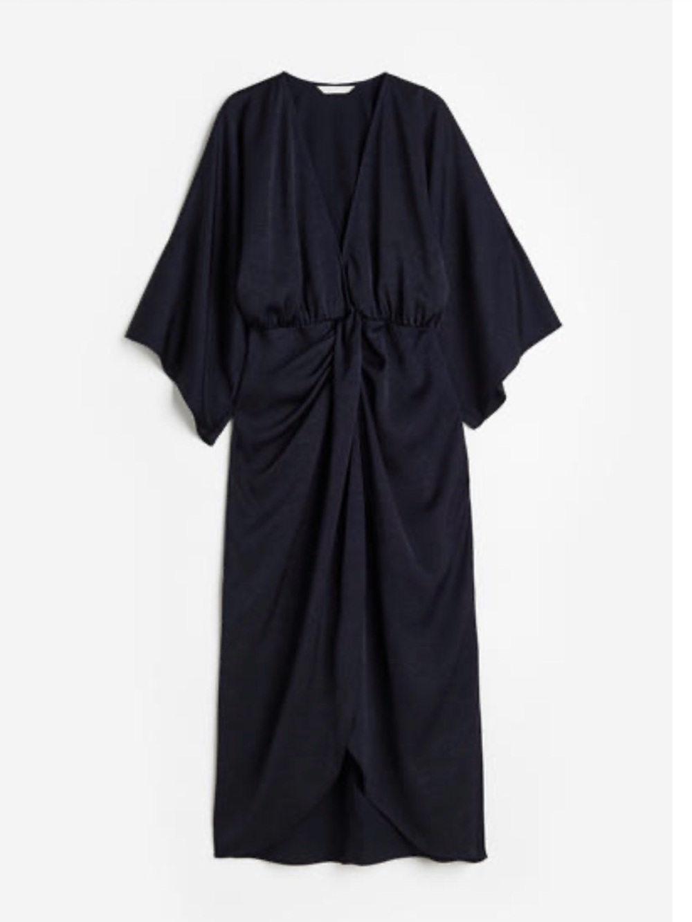 Plus size Elegant Draped Maxi Dress in Deep Navy